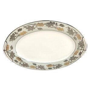 Noritake 5487  Japan Art Deco Oval Serving Platter With Floral & Gold Trim